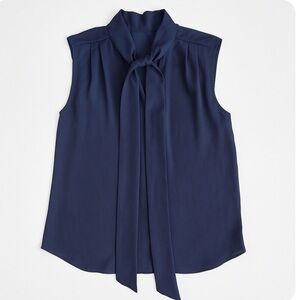 French Connection Navy Tie-Neck Blouse